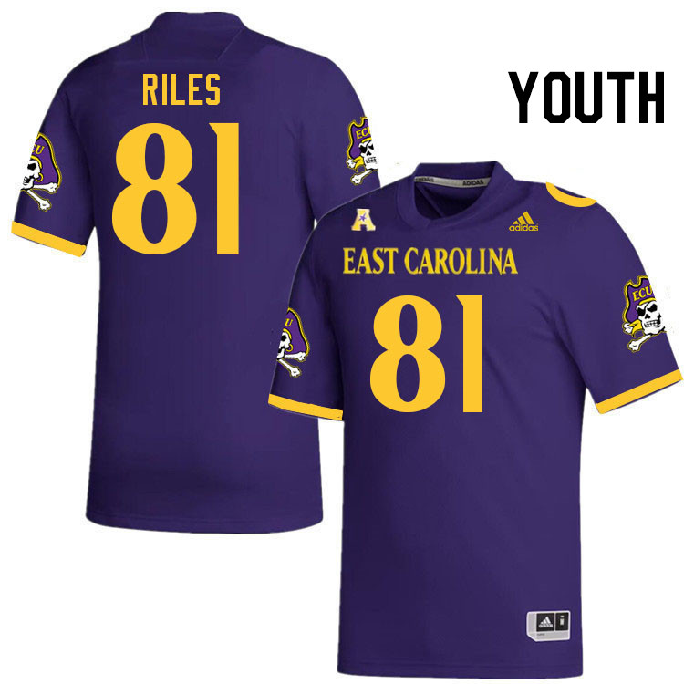 Youth #81 Desirrio Riles ECU Pirates College Football Jerseys Stitched Sale-Purple